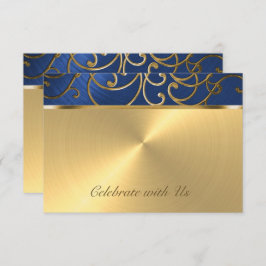 Wirbel der Quinceanera Navy Blue and Gold Filigree Einladung