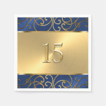 Wirbel der Quinceanera Navy Blue and Gold Filigree