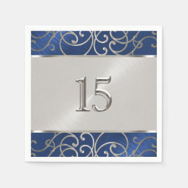 Wirbel der Quinceanera Navy Blue und Silver Filigr Serviette