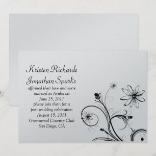 Wirbel der Schwarzen und Silbernen Blume Post Wedd Einladung
