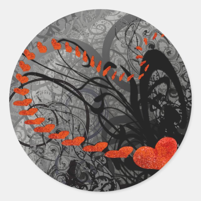 Wirbel des Schwarzen Herzens Runder Aufkleber (Vorderseite)