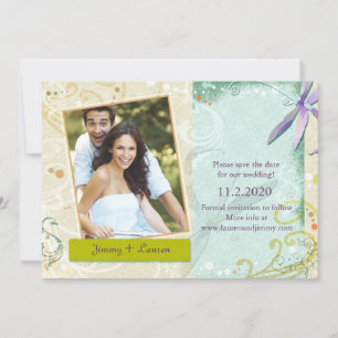 Wirbel & Dragonfly-Foto Hochzeit Sichern Sie das D Save The Date