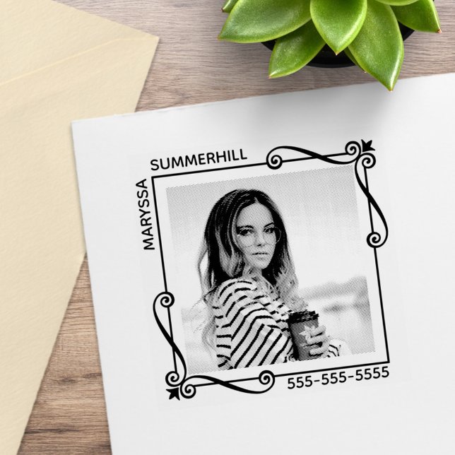 Wirbel Ecke Quadrat Rahmen Benutzerdefinierter Fot Gummistempel (Von Creator hochgeladen)