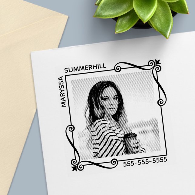 Wirbel Ecke Quadrat Rahmen Benutzerdefinierter Fot Permastempel (Von Creator hochgeladen)