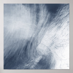 Wirbel einer Riesestrudel-Wolke über dem Meer Poster