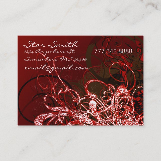 Wirbel Florals - Deep Red Visitenkarte (Vorderseite)
