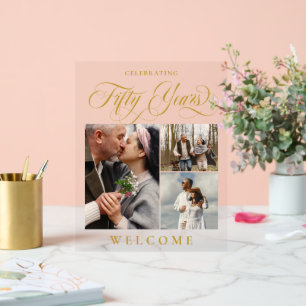 Wirbel & Fotos 50. Hochzeitstag Willkommen Acrylschild