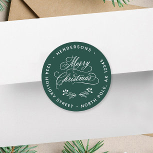 Wirbel Frohe Weihnachts-Script-Rücksendeadresse Gr Runder Aufkleber