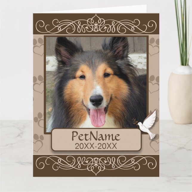 Wirbel für braune Calligraph- - Beileid für Hausti Karte (Vorderseite)