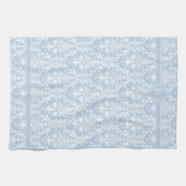 Wirbel für hellblaue Flora Damask 4 Monogramm Geschirrtuch
