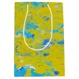 Wirbel Gelb, Blau und Weiß Mittlere Geschenktüte