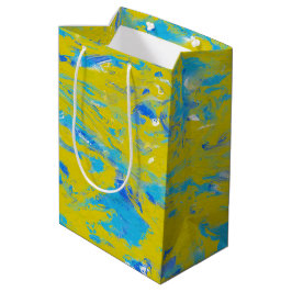 Wirbel Gelb, Blau und Weiß Mittlere Geschenktüte