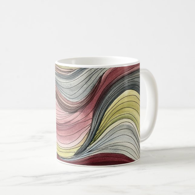 Wirbel-Handgemalte abstrakte Wasserfarbenkunst Kaffeetasse (VorderseiteRechts)