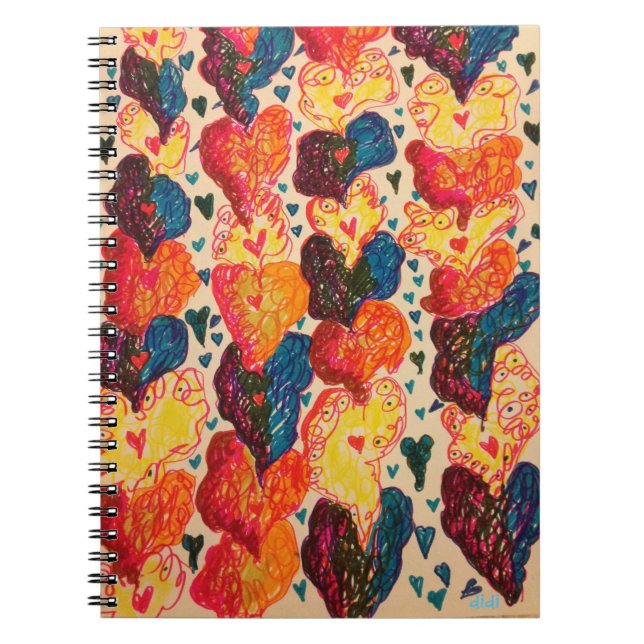 Wirbel Hearts-Notebook Notizblock (Vorderseite)