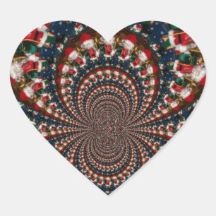 Wirbel im Urlaub Retro Christmas Art Stationery Se Herz-Aufkleber