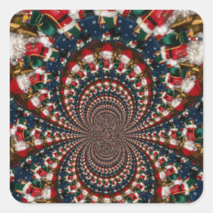 Wirbel im Urlaub Retro Christmas Art Stationery Se Quadratischer Aufkleber