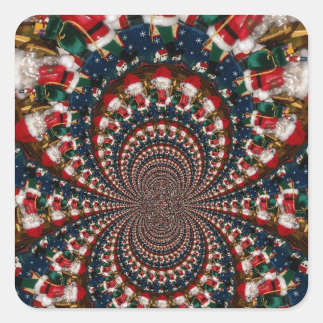 Wirbel im Urlaub Retro Christmas Art Stationery Se Quadratischer Aufkleber (Vorderseite)