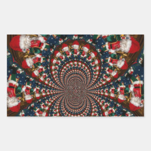 Wirbel im Urlaub Retro Christmas Art Stationery Se Rechteckiger Aufkleber