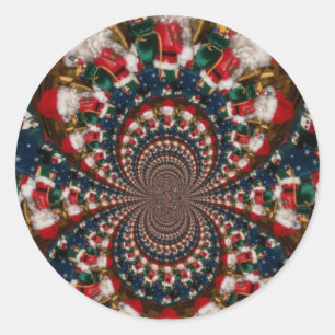 Wirbel im Urlaub Retro Christmas Art Stationery Se Runder Aufkleber