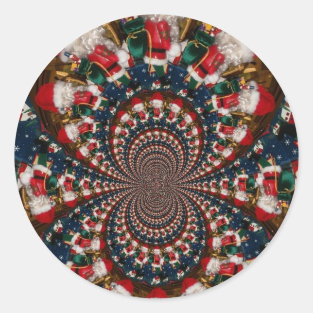 Wirbel im Urlaub Retro Christmas Art Stationery Se Runder Aufkleber (Vorderseite)