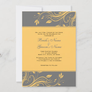 Wirbel mit grauen und gelben Blumenzwiebeln Einlad Einladung