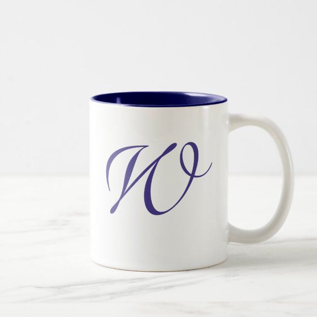 Wirbel Mit Monogramm Tasse für Dunkelblau (Rechts)