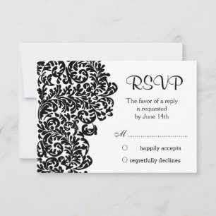 Wirbel mit schwarzem Damast, die RSVP-Hochzeit RSVP Karte