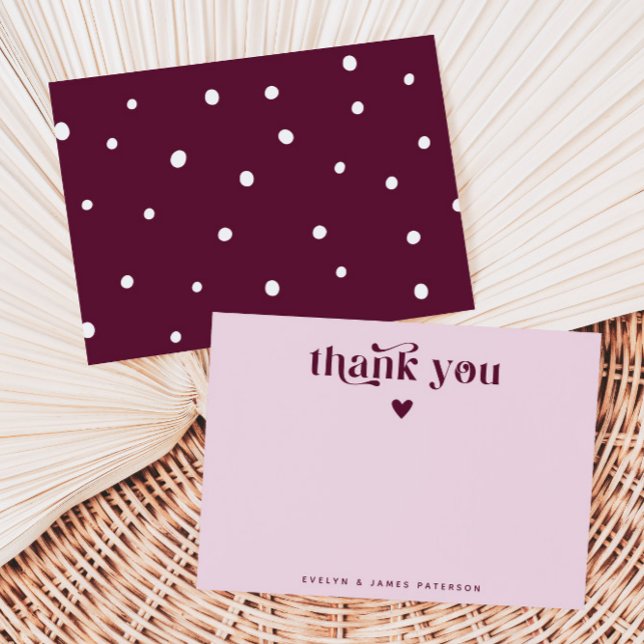 Wirbel Retro Vielen Dank Herz Cranberry Mitteilungskarte (Von Creator hochgeladen)