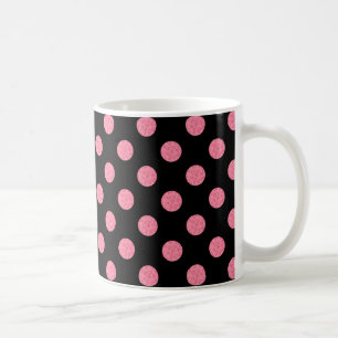 Wirbel rosa Polka-Punkte auf schwarzem Hintergrund Tasse