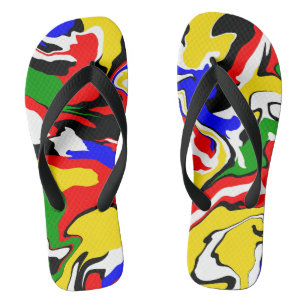 Wirbel rot, gelb, schwarz, blau und grün flip flops