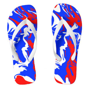 Wirbel Rot, Weiß und Blau Flip Flops