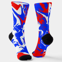 Wirbel Rot, Weiß und Blau Socken