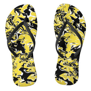 Wirbel Schwarz, Weiß und Gelb Flip Flops