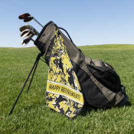 Wirbel Schwarz, Weiß und Gelb Golfhandtuch