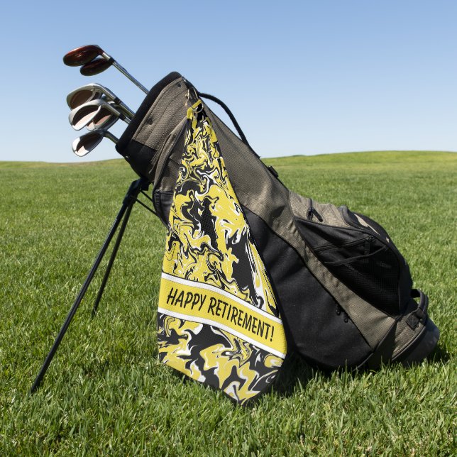 Wirbel Schwarz, Weiß und Gelb Golfhandtuch (Gras)