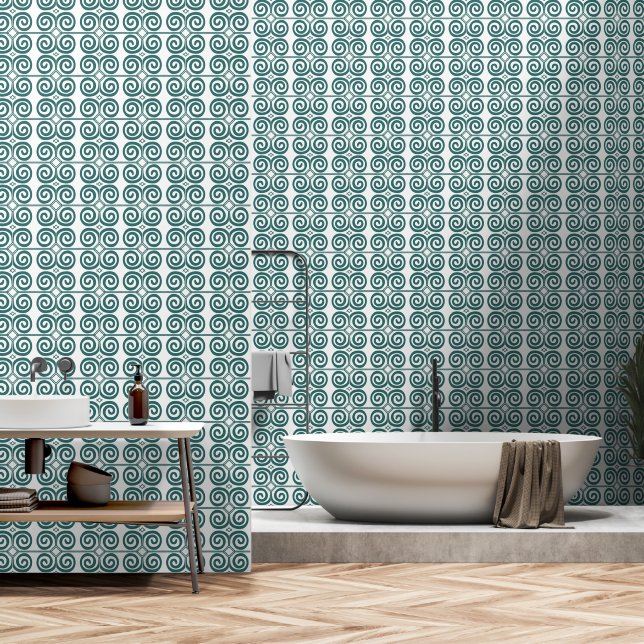 Wirbel Türkismuster Tapete (Badezimmer)