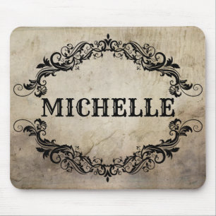 Wirbel und Blühen Antik Vintage Gothic Ihr Name Mousepad