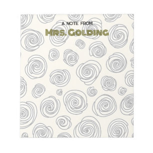 Wirbel und Doodles Personalisiert Teacher-Geschenk Notizblock