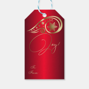 Wirbel und Schneeflocken Rot und Gold Geschenkanhänger