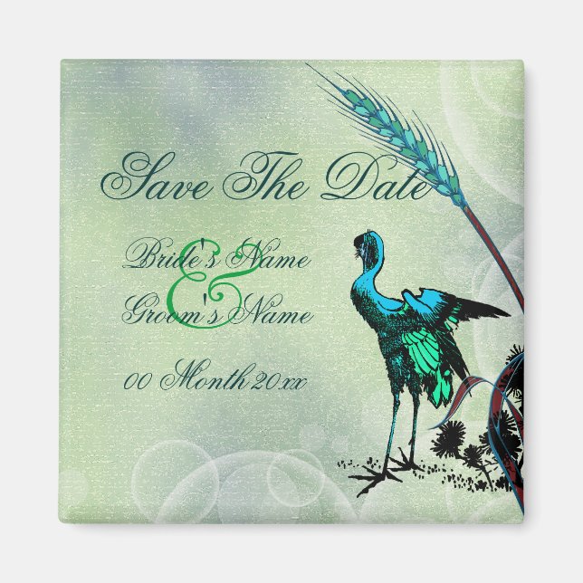 Wirbel von Blaugrün "Save the Date" Magnet (Vorne)