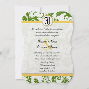 Wirbel von Gelb- und GrünDamast Hochzeitsfeiern Einladung
