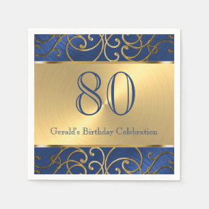 Wirbel von Navy Blue und Gold Filigree Serviette