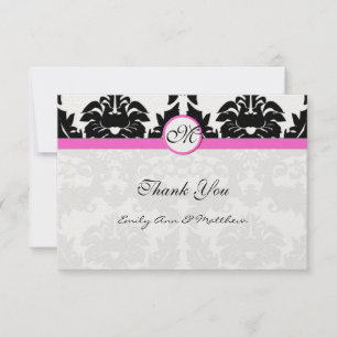 Wirbel von Pink und Black Damask Vielen Dank Dankeskarte