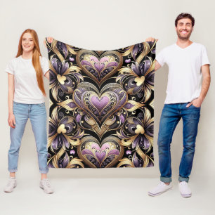 Wirbel von Violett und Gold-Blume Fleecedecke