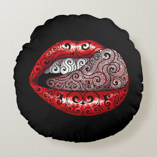 Wirbel Wertvolle Zunge Rundes Kissen (Vorderseite)
