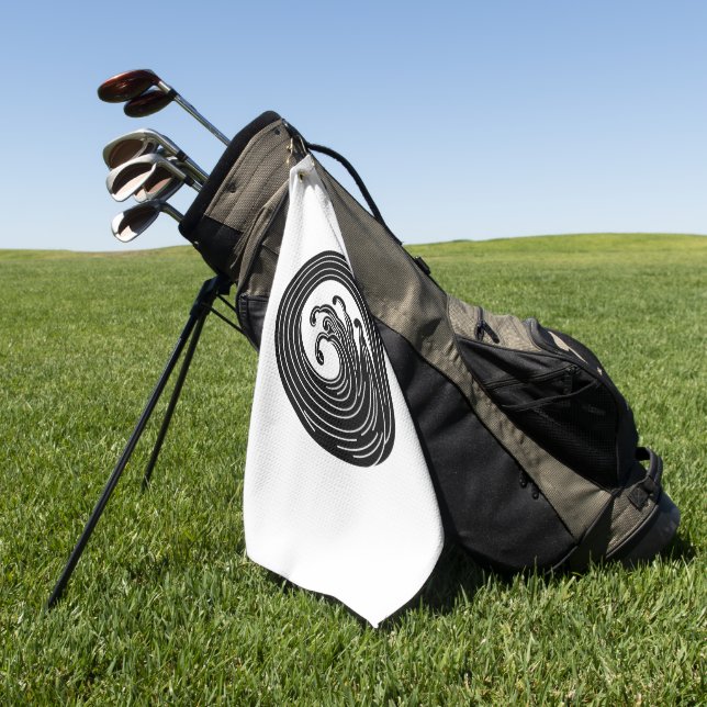 Wirbelförmiger Wellenkreis Golfhandtuch (Gras)