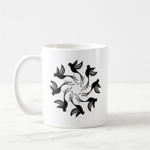 Wirbelmuster-Design mit Vögeln Spirale Natur Kaffeetasse