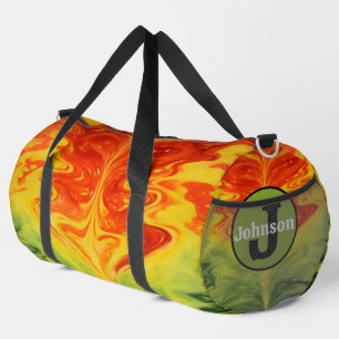Wirbelnde abstrakte Feuer-Zahnrad-Monogramm-Person Duffle Bag