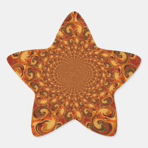 Wirbelnde abstrakte orange, braune und grüne Töne Stern-Aufkleber