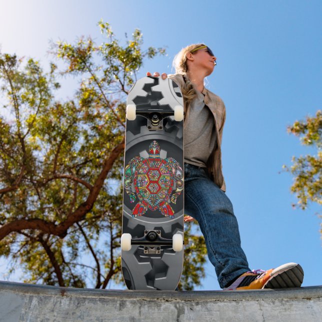 Wirbelnde abstrakte Schildkröte Skateboard (Außenbereich 1)